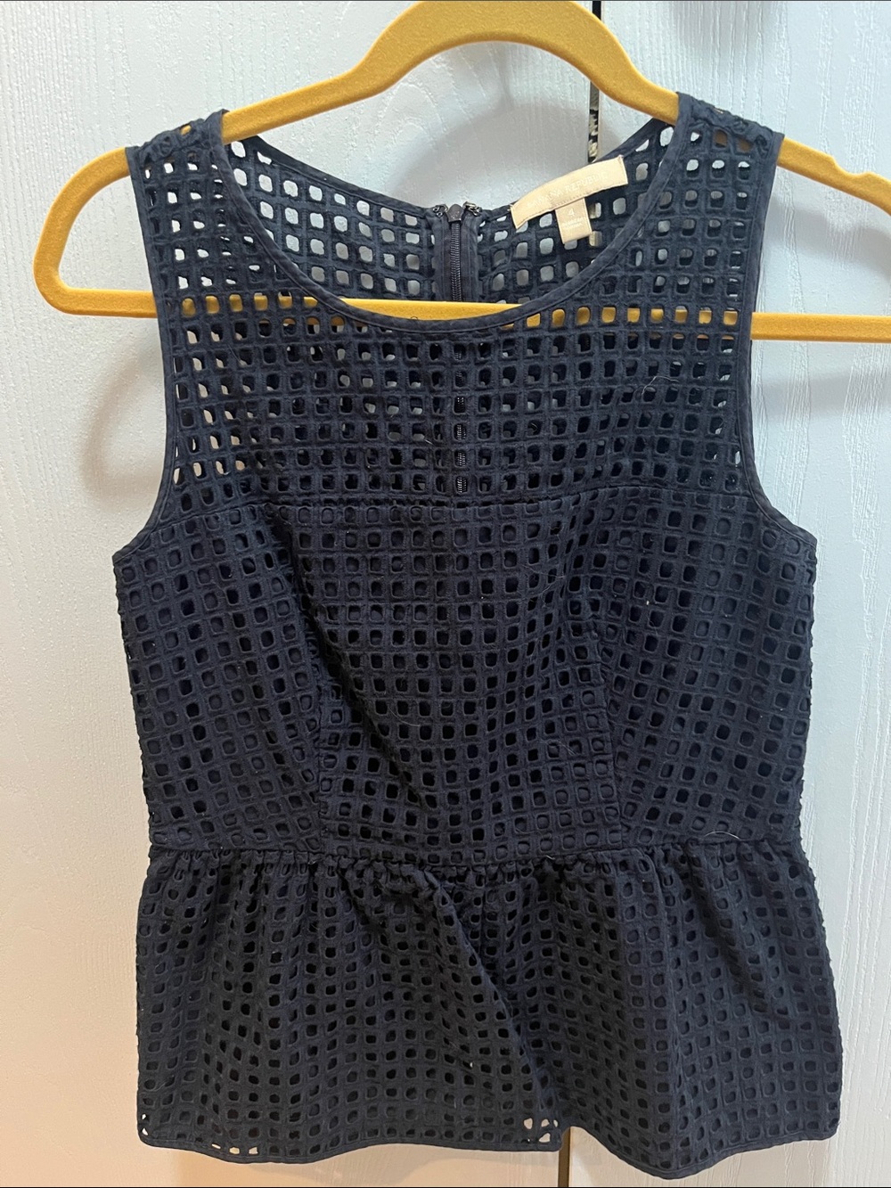 Banana Republic Eyelet Cotton Peplum Sleeveless Top